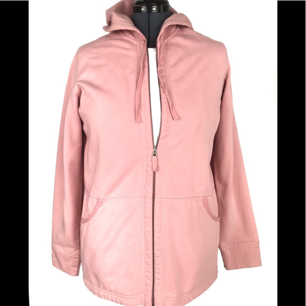 Eddie Bauer pink tall large hoodie w/ tie waist Lg